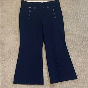 Michael kors sz 10 navy button front panel slack pants flare wide leg